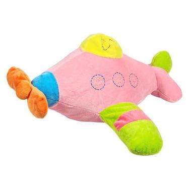 Imagem de Avião De Pelúcia Colorido Antialérgico Bebê 38cm - Rosa - Tuka Toy