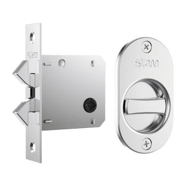 Imagem de Fechadura Porta de Correr 1006S Banheiro Espelho Oval Cromado 45mm Sta