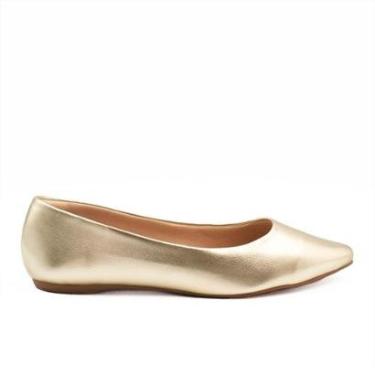 Imagem de Sapatilha Zatta Flat Bico Fino Noely Dourada Dourado 35-Feminino