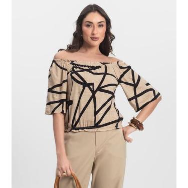 Imagem de Blusa Feminina Ciganinha Infinita Cor Marrom, P, Marrom