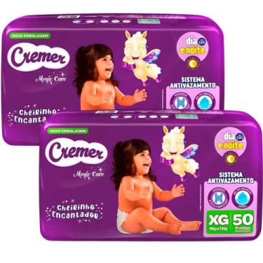 Imagem de Kit 2 Fraldas Descartáveis Cremer Magic Care Hiper XG 50 Tiras