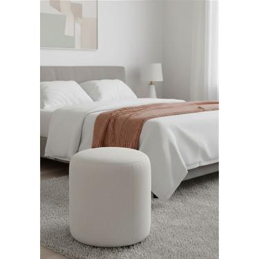 Imagem de Puff Redondo Não é Segredo Linho Cru Rodinha 40x45 NSPR10L-R