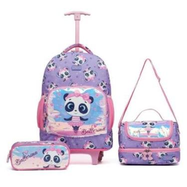 Imagem de Kit Mochila Escolar Lancheira Infantil Estojo Resistente Yupe 33 Litros-Feminino