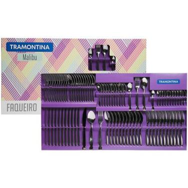 Imagem de Faqueiro Tramontina Aço Inox Facas P/ Churrasco Malibu 84 Pç, Aço inox