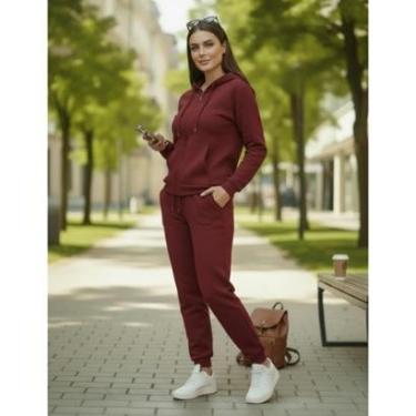 Imagem de Casaco Feminino Conjunto de Moletom Flanelado Moleton Feminino Calça e Blusa Com Ziper...
