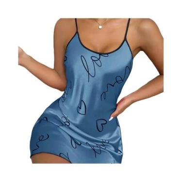 Imagem de Pijamas Mini Sem Mangas De Seda Para Mulheres, Camisola De Alças Finas