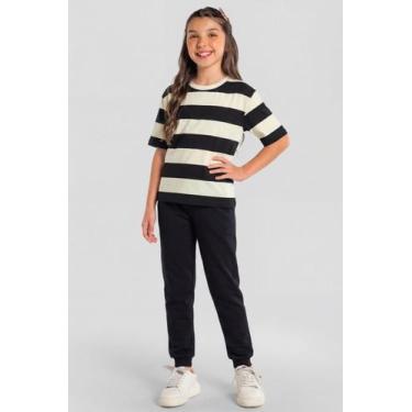 Imagem de Calça jogger infantil unissex em moletom brandili - ESSENDI, 14, Preto