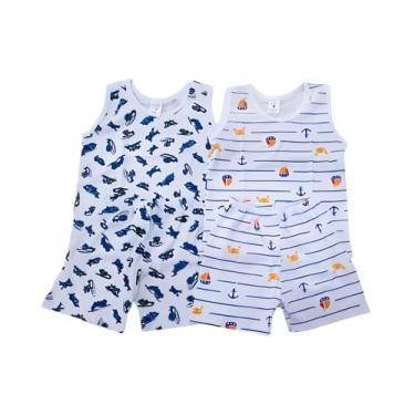 Imagem de Combo 2 Pijamas Regata verão 100% algodão - STILO BABY, Azul, 02