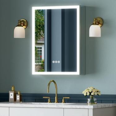 Imagem de Armário de banheiro TIFULLHOME 41 x 61 cm com espelho LED, ligação elé