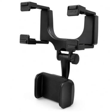 Imagem de Suporte de Retrovisor Veicular para Celular – Giratório 360° e Retrátil, Ideal para GPS, Waze e Motoristas de App