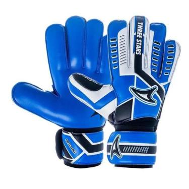 Imagem de Luva Goleiro Futebol Campo Three Stars Wembley, Azul, Branco, Preto, M