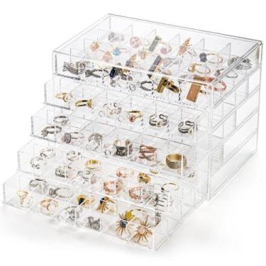 Imagem de Organizador 120 Disivorias Porta Joias Caixa Acrilica 5 Gavetas Bijute
