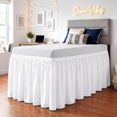 Imagem de Saia para Cama SGI Bedding Twin XL 91 cm de Queda Branca com Babados