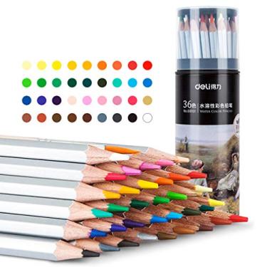 Imagem de Lápis de cor solúvel em água em barril de 36 cores, adequado para esboçar, pintar e escrever, fácil de colorir