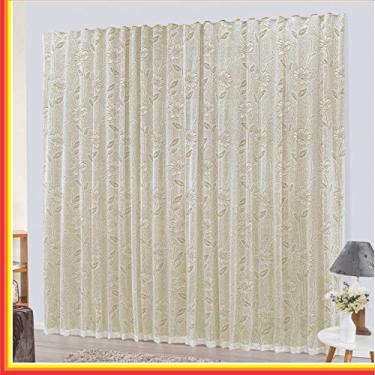 Imagem de Cortina Charme em Renda com Voal 4,00 x 2,50 Para Varão - Palha