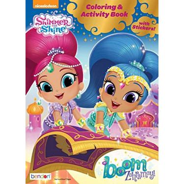 Imagem de Livro de colorir e atividades Shimmer and Shine Boom Zahramay com 32 páginas – Inclui mais de 30 adesivos