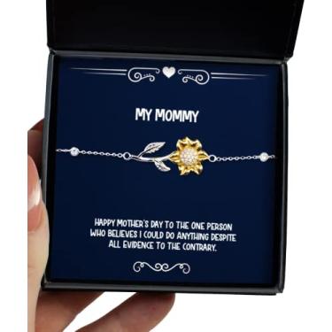 Imagem de SpreadPassion Presentes de mamãe para mamãe, Happy Mother's Day to The One Person Who Believes I Could Do Anything, Bracelete de girassol Fancy Mommy da Daughter