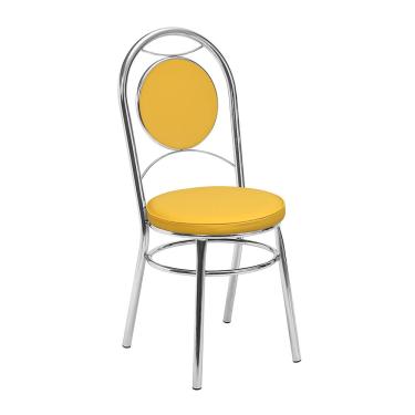 Imagem de Kit 2 Cadeiras Cromadas CC10 de Metal e Assento Espuma D15 Treparoni - Amarelo