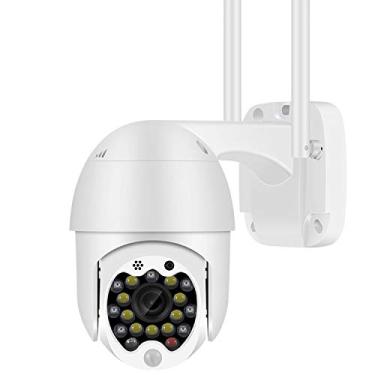 Imagem de Mini câmera de segurança externa, 1080P Pan Tilt Zoom Vigilância CCTV IP à prova de intempéries com visão noturna colorida detecção de movimento de áudio bidirecional