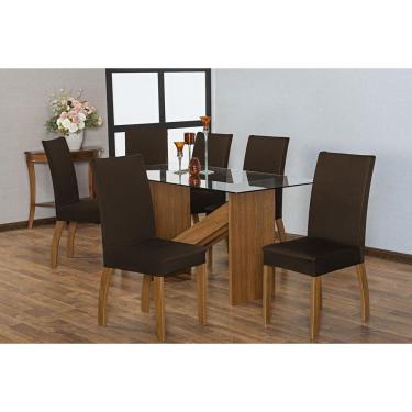 Imagem de Kit Capa De Cadeira Jantar Liso Com Elástico 04 Peças Tabaco