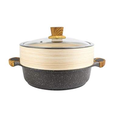 Imagem de Comida Vapor, Maifan Stone Soup Pot Double Ear Pot Non-Stick Pot Cooking Pot Steamer Ramen Pot Panela de alumínio Panela de indução Panela especial (24 cm)