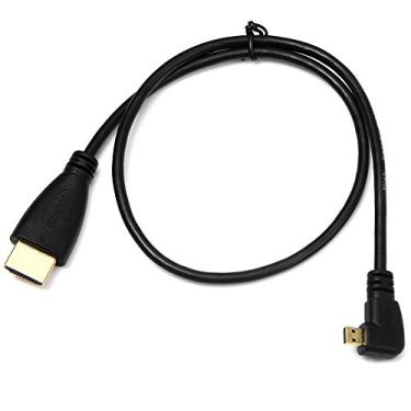 Imagem de Cabo micro HDMI para HDMI macho HDTV Cablecc com ângulo reto de 90 graus, 50 cm para celular e tablet