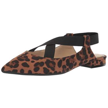 Imagem de Jessica Simpson Lurina Sapatilha feminina de camurça sintética com tiras cruzadas e bico fino, Microcamurça com estampa de leopardo natural/maxi, 7.5