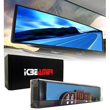 Imagem de Espelho retrovisor ICBEAMER Clip On de 40 cm | Vidro colorido azul plano, vidro panorâmico HD de grande angular, antirreflexo, ajuste universal para carro, SUV, caminhão | Elimina pontos cegos (pacote