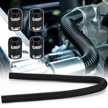 Imagem de Hypertune Kit de mangueira de água de refrigeração flexível universal de aço inoxidável de 122 cm com braçadeira preta de 4 peças