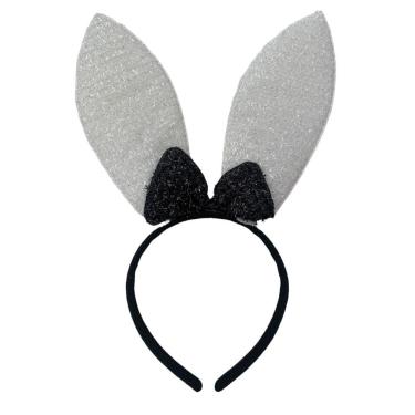 Imagem de Kit Coelha Páscoa Tiara Orelha Coelho com Brilho Coelhinha Carnaval Halloween Zumbi Terror