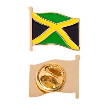 Imagem de Broche de lapela da bandeira do país da Jamaica esmaltado feito de metal chapéu de lembrança masculino feminino patriótico jamaicano (broche de lapela de bandeira de onização)