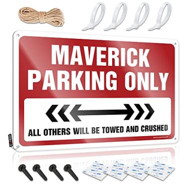 Imagem de Placas de lata engraçadas vintage Maverick Parking Only Placa de lata Decoração de escritório para homens Decoração de quarto engraçada (Tamanho: 30X40cm)