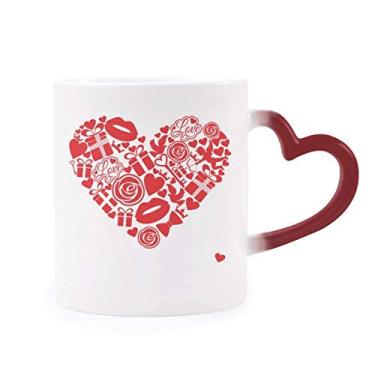 Imagem de Dia dos Namorados Coração Vermelho Rosa Presente Amor Caneca Sensível ao Calor Caneca Vermelha Mudança de Cor
