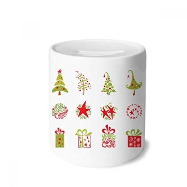 Imagem de DIYthinker Caixa de dinheiro com ilustração vermelha de árvore de Natal porta-moedas de cerâmica presente de cofrinho