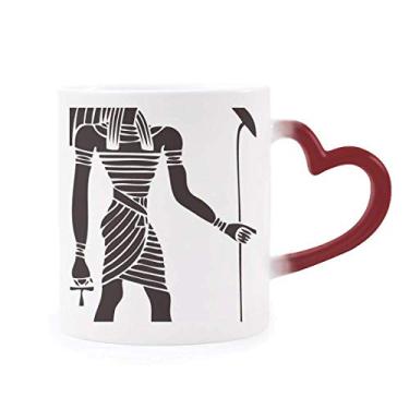 Imagem de Caneca sensível ao calor Totem Fresco do Egito Antigo Anúbis Vermelho Muda de Cor