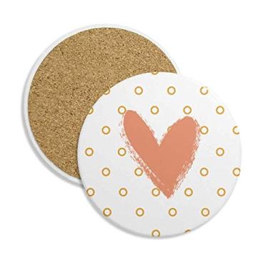 Imagem de Porta-copos de cerâmica com arte abstrata em forma de coração e suporte para caneca, pedra absorvente para bebidas, presente de 2 peças