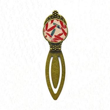 Imagem de Marcador de página japonês Ukiyoe vermelho azul padrão marcador de livro retrô para escritório