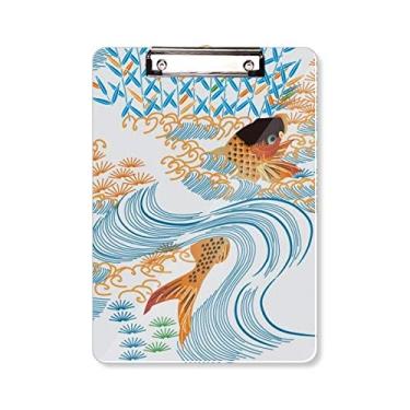 Imagem de Quadro de prancheta para pintura de cultura japonesa com água e peixe A4