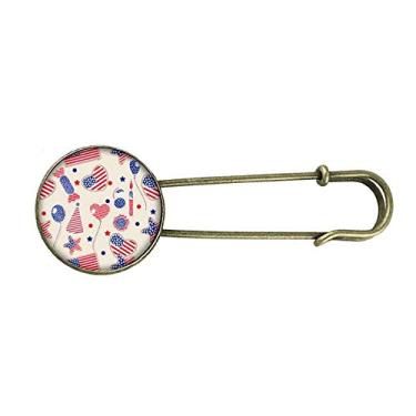 Imagem de Broche de metal retrô com bandeira de coração e balão dos EUA