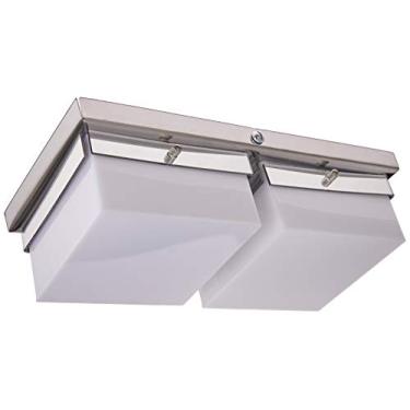 Imagem de Plafon Cubo LED 2X 220V 6500K, LLUM Bronzearte, 35881, 20W, Branco/Espelhado, 14X26cm