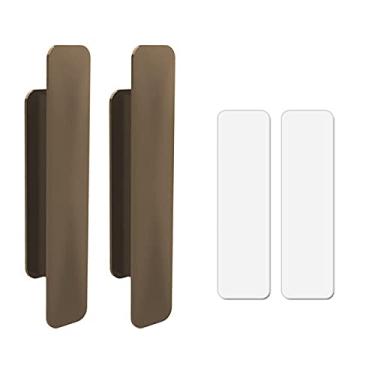 Imagem de 2 peças de maçaneta autoadesiva para casa maçaneta retangular, porta de vidro, janela, porta deslizante, puxar e empurrar, acessório auxiliar da porta da maçaneta da porta, café