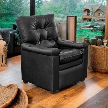 Imagem de Poltrona do Papai Reclinável Imperador Couro Facto Preto - SOFA STORE