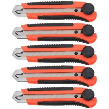 Imagem de Kit 05 Estilete Profissional 25mm Trava cabo Emborrachado