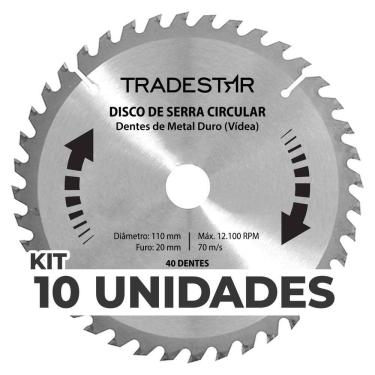 Imagem de Kit 10 Discos Serra Circular Madeira 40 D 110x20mm Makita
