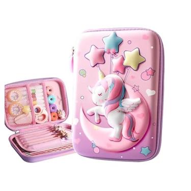 Imagem de Estojo de lápis bonito para meninas, estojo de lápis princesa estojo de lápis rosa, porta-lápis 3D EVA de grande capacidade porta-lápis porta-lápis escolar porta-lápis presente (rosa com estrela)