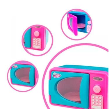 Imagem de Microondas Brinquedo Azul Rosa Mini Cozinha Menina Faz Conta