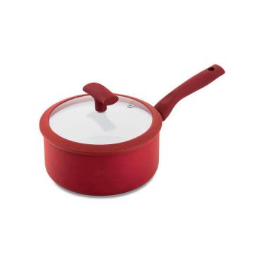 Imagem de Panela Hercules Redonda Antiaderente Ceramica Indução Vermelha 18x8cm 1,75L