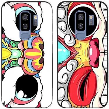 Imagem de 2 peças de capa de telefone traseira de silicone em gel TPU impresso leão tigre chinês para Samsung Galaxy todas as séries (Galaxy S9 Plus / S9+)