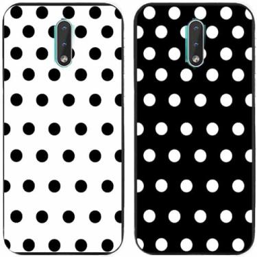 Imagem de 2 peças preto branco bolinhas impressas TPU gel silicone capa de telefone traseira para Nokia todas as séries (Nokia 2.3)