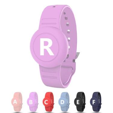 Imagem de Pulseira à prova d'água para AirTag Kids, suporte oculto personalizado com letra inicial compatível com Air Tag, capa de silicone para AirTag, rastreador GPS antiperda ajustável para crianças mais